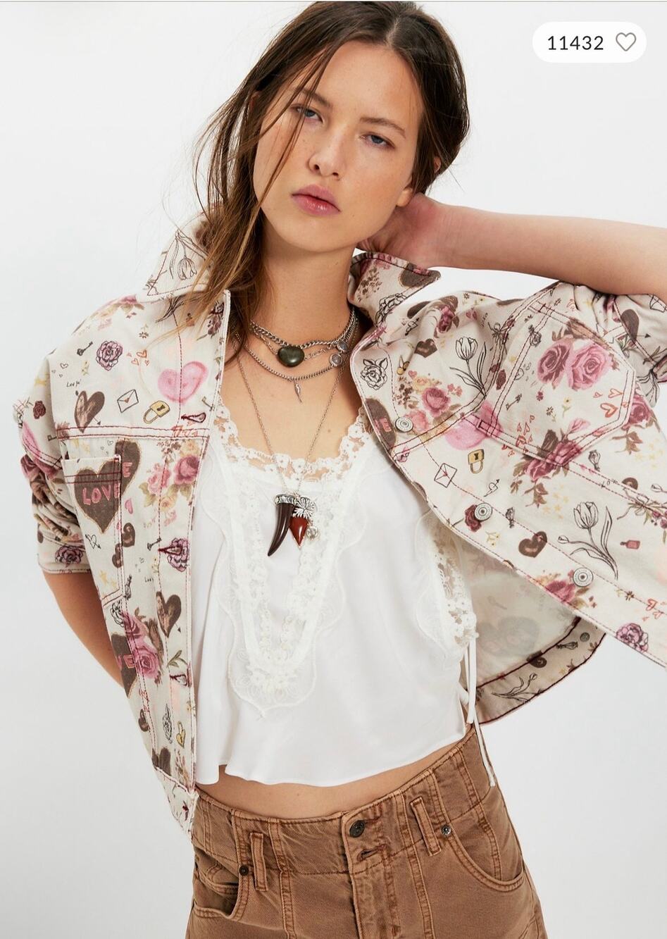 NWT we the free opal swing printed denim jacket xs
